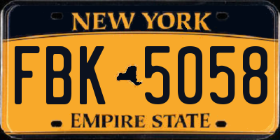 NY license plate FBK5058