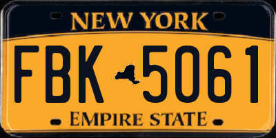 NY license plate FBK5061