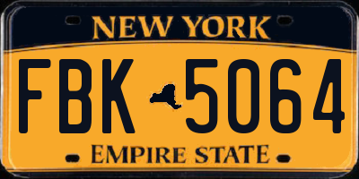 NY license plate FBK5064