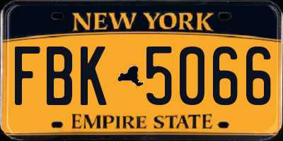 NY license plate FBK5066