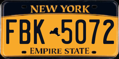 NY license plate FBK5072