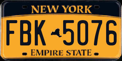 NY license plate FBK5076