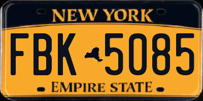 NY license plate FBK5085