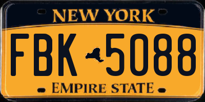 NY license plate FBK5088
