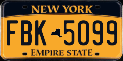 NY license plate FBK5099