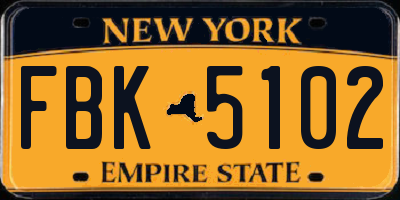 NY license plate FBK5102