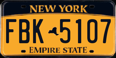 NY license plate FBK5107