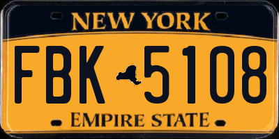 NY license plate FBK5108