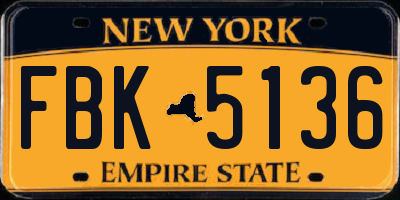 NY license plate FBK5136