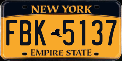 NY license plate FBK5137