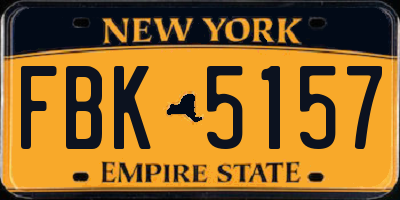 NY license plate FBK5157