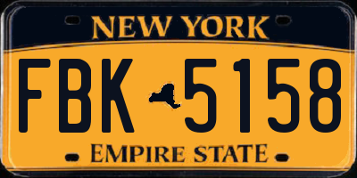 NY license plate FBK5158