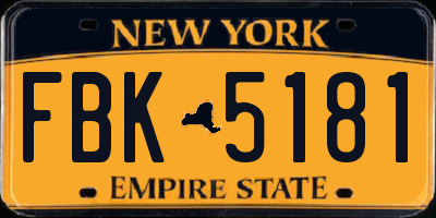 NY license plate FBK5181