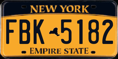 NY license plate FBK5182
