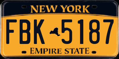 NY license plate FBK5187