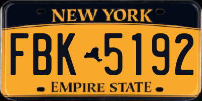 NY license plate FBK5192