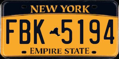 NY license plate FBK5194