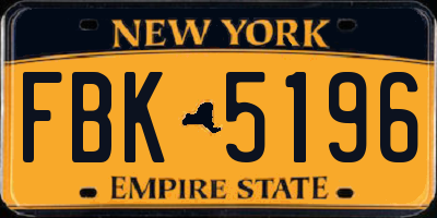 NY license plate FBK5196