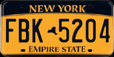 NY license plate FBK5204