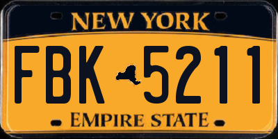 NY license plate FBK5211