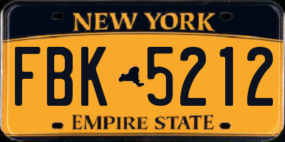 NY license plate FBK5212