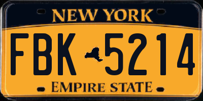 NY license plate FBK5214
