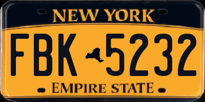 NY license plate FBK5232