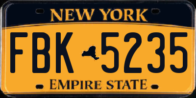 NY license plate FBK5235