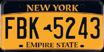 NY license plate FBK5243