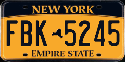 NY license plate FBK5245