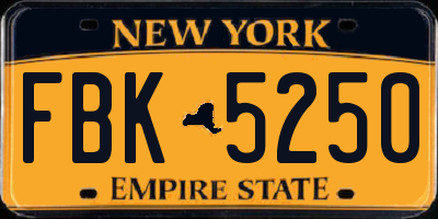 NY license plate FBK5250