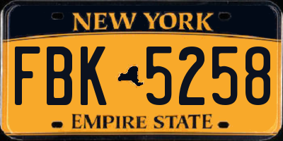 NY license plate FBK5258