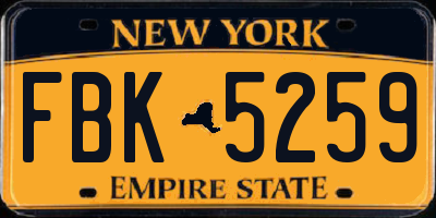 NY license plate FBK5259