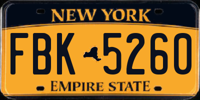 NY license plate FBK5260