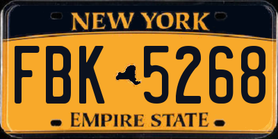 NY license plate FBK5268