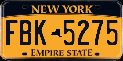 NY license plate FBK5275