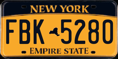 NY license plate FBK5280