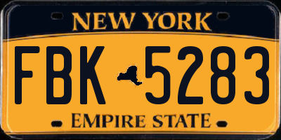 NY license plate FBK5283