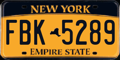 NY license plate FBK5289