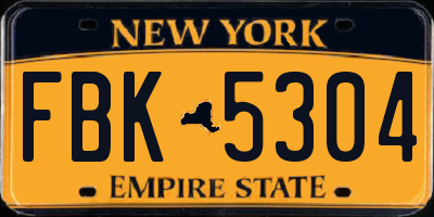 NY license plate FBK5304