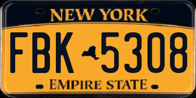 NY license plate FBK5308