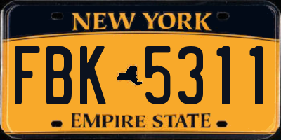 NY license plate FBK5311