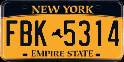 NY license plate FBK5314