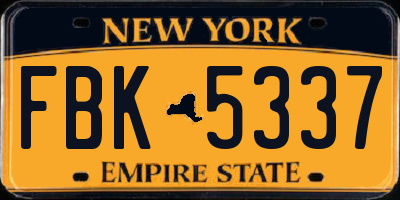 NY license plate FBK5337