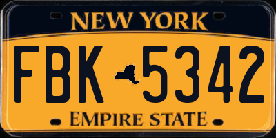 NY license plate FBK5342