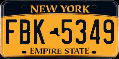 NY license plate FBK5349