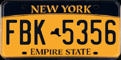 NY license plate FBK5356