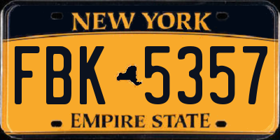 NY license plate FBK5357
