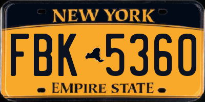 NY license plate FBK5360