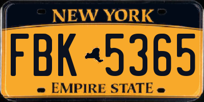 NY license plate FBK5365